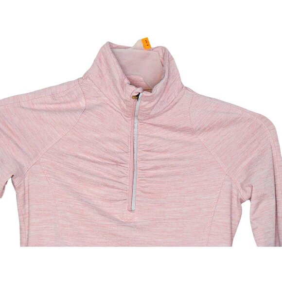 Mondetta Pullover Top Jacket Pink Heather 1/4 Zip Thumb Holes Ruching Size S/M - Picture 2 of 12